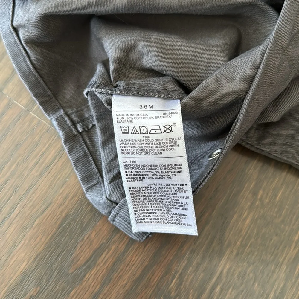 Old Navy Baby Gray Twill Overalls Unisex 3-6M